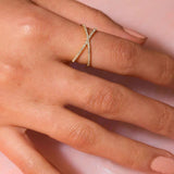 Nia Gold Diamond Cross Ring